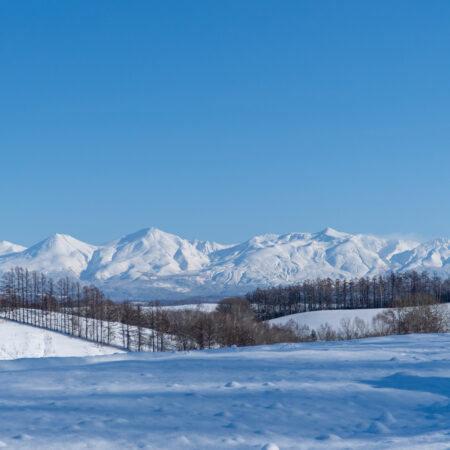 冬の十勝岳連峰